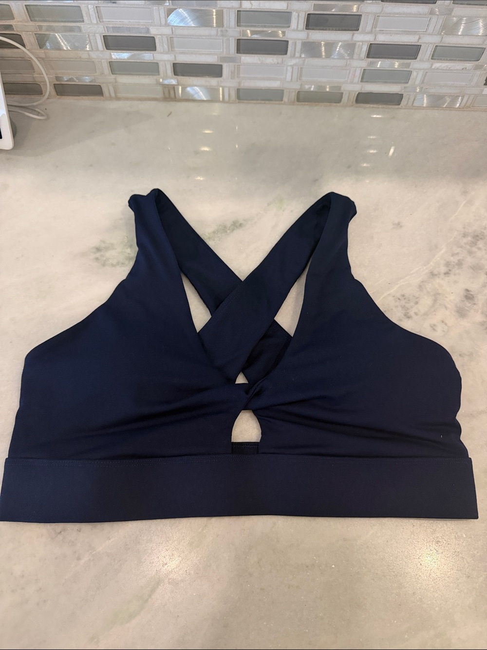 Fabletics Navy Crisscross Front-Cutout Sports Bra
